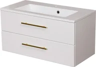Szafki łazienkowe - Gante Szafka wisząca z umywalką biały mat 100 cm Belli Gold BEL-B-U100/39/2+KIDDY-100 - miniaturka - grafika 1