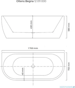Oltens Begna wanna wolnostojąca/przyścienna 170x75cm 12011000 | - Wanny z hydromasażem - miniaturka - grafika 2