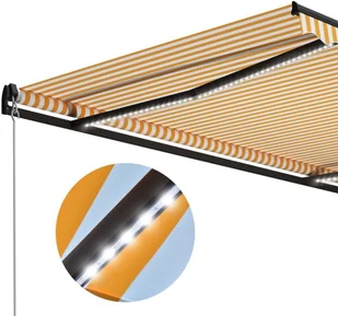 VidaXL Lumarko Ręcznie zwijana markiza z LED, 300 x 250 cm, żółto-biała 3055222 VidaXL - Markizy - miniaturka - grafika 6