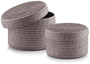 Zeller Okrągłe kosze na akcesoria drobiazgi 2 sztuki w komplecie kolor szary B008KZQLZ0 - Dekoracje domu - miniaturka - grafika 2