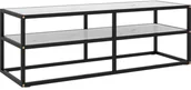 Szafki RTV - vidaXL Szafka pod telewizor, czarna z marmurowym szkłem, 120x40x40 cm - miniaturka - grafika 1
