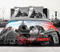 Pościel dla dzieci - Home Passion 54201 Pack 3-częściowa pościel bawełna 57 nici miejsca Paris Szary 220 x 240 cm 54201 - miniaturka - grafika 1