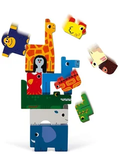 Janod Układanka drewniana piramida Zwierzęta, - Klocki - miniaturka - grafika 14
