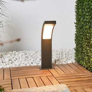 LAMPENWELT.COM Juvia, szaro-grafitowa lampa cokołowa LED - Lampy ogrodowe - miniaturka - grafika 3