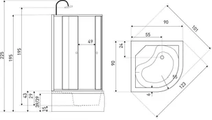 Novoterm Kabina półokrągła z hydromasażem 90x90 Karolina WH z brodzikiem KAROLINA90_WH - Kabiny prysznicowe - miniaturka - grafika 5