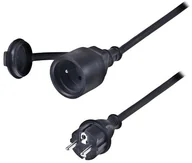 Przedłużacze i rozgałęźniki - Solight przedłużacz złącze 1 gniazdko czarny gumowy 30m - miniaturka - grafika 1