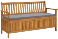 Ławki ogrodowe - vidaXL Ławka ogrodowa ze schowkiem i poduszką, 148 cm, drewno akacjowe - miniaturka - grafika 1