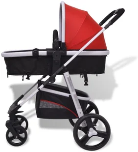 vidaXL Wózek wielofunkcyjny 3w1 aluminium czerwony i czarny - Wózki dziecięce - miniaturka - grafika 11