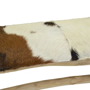 vidaXL Ławka, prawdziwa skóra, drewno tekowe vidaXL - Ławki do przedpokoju - miniaturka - grafika 8