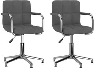 vidaXL Obrotowe krzesła stołowe, 2 szt., ciemnoszare, aksamitne - Krzesła - miniaturka - grafika 3