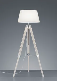Trio Leuchten Rustykalna lampa podłogowa drewniany statyw biały klosz - Tripod - Lampy stojące - miniaturka - grafika 2