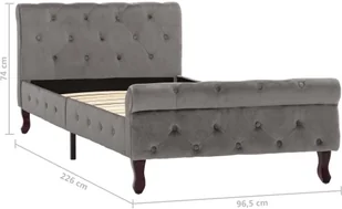vidaXL Lumarko Rama łóżka, szara, tapicerowana aksamitem, 90 x 200 cm 288557 - Łóżka - miniaturka - grafika 8