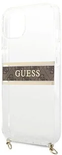 Guess GUHCP13SKC4GBGO iPhone 13 mini 5,4" Transparent hardcase 4G Brown Strap Gold Chain GUE001687-0 - Etui i futerały do telefonów - miniaturka - grafika 7