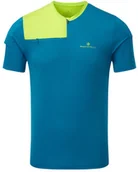 Koszulki sportowe męskie - RONHILL RONHILL Koszulka biegowa męska TECH ULTRA 1/2 ZIP TEE niebiesko-żółta - miniaturka - grafika 1