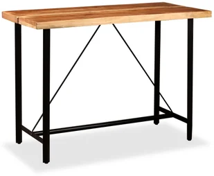 vidaXL Meble barowe z litego drewna sheesham i skóry, 7 elementów - Stoły z krzesłami - miniaturka - grafika 2