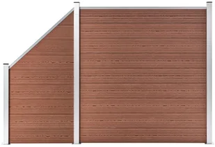 vidaxl Ogrodzenie WPC, 1 panel kwadratowy + 1 skośny, 273x186 cm, brąz 3054430 - Ogrodzenia - miniaturka - grafika 2