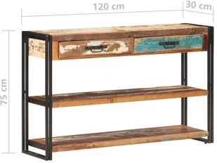 vidaXL Szafka, 120x30x75 cm, lite drewno z odzysku 321804 - Szafki do salonu - miniaturka - grafika 7