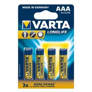 Zestaw baterii alkaliczne VARTA Longlife LR03 (AAA) (x 4) - Baterie i akcesoria - miniaturka - grafika 3