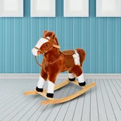 Zabawki na biegunach - Homcom KOŃ NA BIEGUNACH DLA DZIECI BUJACZEK ODGŁOSY RŻENIA brązowy - miniaturka - grafika 1