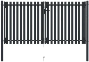VidaXL Dwuskrzydłowa brama ogrodzeniowa, stal, 306x200 cm, antracytowa 146353 VidaXL - Akcesoria do ogrodzeń - miniaturka - grafika 3
