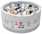 Suche baseny - TUPPI Basenik z kulkami piłeczkami piłkami dla dzieci niemowląt 90x40 - 200 kulek - Zebra żyrafa szara - miniaturka - grafika 1