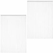 Zasłony - Relaxdays biała zasłona sznurkowa, zestaw 2 sztuk, możliwość skrócenia, z tunelem do drzwi i okien, firanka nitkowa, 145 x 245 cm, biała, opakowanie 145 x 245 cm - miniaturka - grafika 1