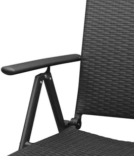 vidaXL Krzesła ogrodowe, 2 sztuki, polirattan, aluminium, czarne - Fotele i krzesła ogrodowe - miniaturka - grafika 6