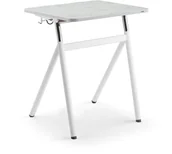 Meble do szkół i przedszkoli - AJ Produkty Biurko szkolne z regulacją wysokości ASCEND, jasno szare linoleum, biały - miniaturka - grafika 1