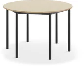 Meble do szkół i przedszkoli - AJ Produkty Biurko SONITUS, okrągłe, 1200x760, brzoza laminat, antracyt - miniaturka - grafika 1