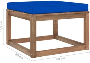 VidaXL Lumarko Podnóżek ogrodowy z niebieską poduszką 3067270 VidaXL - Pufy i podnóżki - miniaturka - grafika 5