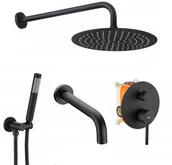 Zestawy prysznicowe - Rea Zestaw wannowo-prysznicowy podtynkowy Lungo czarny - miniaturka - grafika 1