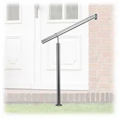 Kosze na śmieci - Relaxdays stojak na schody ze stali nierdzewnej, do stosowania wewnątrz i na zewnątrz, między 80-150 cm, z uchwytami ściennymi + metalowymi kołkami, srebrny, srebro, 800 mm (10022622_796) - miniaturka - grafika 1