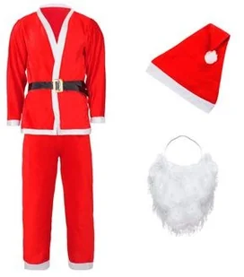 Strój Mikołaja 8 elementów, z brodą i peruką, kostium czerwony CA0031+CA0027+CA0379+CA0034 - Ozdoby bożonarodzeniowe - miniaturka - grafika 2