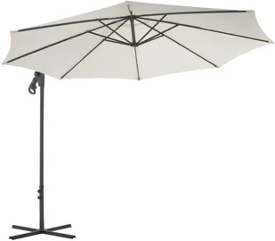 vidaXL Parasol wiszący ze stalowym słupkiem, 300 cm, piaskowy - Parasole ogrodowe - miniaturka - grafika 4