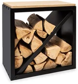 Akcesoria kominkowe - Blumfeldt Blumfeldt Firebowl Kindlewood S Black, schowek na drewno, ławka do siedzenia, 57 x 56 x 36 cm, bambus. cynk GDI11-KindlewoodS-BK - miniaturka - grafika 1