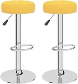 Taborety i hokery - vidaXL Krzesła barowe, 2 szt., musztardowe, tapicerowane tkaniną - miniaturka - grafika 1