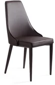 Krzesła - Unique Meble Krzesło tapicerowane SETINA brązowe, ekoskóra, skaj - miniaturka - grafika 1