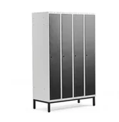 Szafki BHP - AJ Produkty Szafka ubraniowa Classic, nóżki, 4 moduły, 1940x1200x550mm, czarny - miniaturka - grafika 1