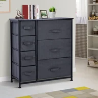 Szafki do salonu - Homcom SZAFKA DO PRZECHOWYWANIA Z 7 SKŁADANYMI TEKSTYLNYMI SZUFLADAMI METALOWY STELAŻ + DREWNO + LEN szara 63.5 x 30 x 71 cm - miniaturka - grafika 1