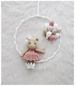 Girlandy - Lollipop Łapacz snów XL z misiem - róż/beż - miniaturka - grafika 1