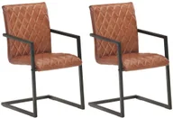 Krzesła - vidaXL Krzesła stołowe, wspornikowe, 2 szt., brązowe, skóra naturalna - miniaturka - grafika 1