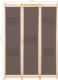 vidaXL Parawan 3-panelowy, brązowy, 120x170x4 cm, tkanina vidaXL - Parawany - miniaturka - grafika 8