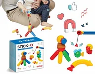 Klocki - Stick-O Stick-O Magnetyczne klocki dla dzieci od 1 lat kreatywna zabawka konstrukcyjna zabawka edukacyjna z magnesem zestaw wędkarski dla dziewcząt i chłopców zestaw 26 sztuk Stick-O set de pche (16 Modelle) - miniaturka - grafika 1