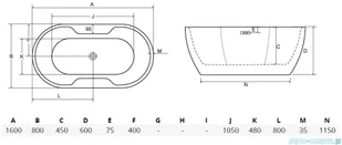 Besco Navia wanna 160x80cm wolnostojąca z syfonem #WAS-160-N | - Wanny - miniaturka - grafika 3