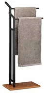 Wieszaki łazienkowe - Relaxdays wieszak na ręczniki, 2 drążki, stojący wieszak na ręczniki, bez wiercenia, wys. x szer. x gł.: 88 x 40 x 20 cm, czarny (10024629) - miniaturka - grafika 1