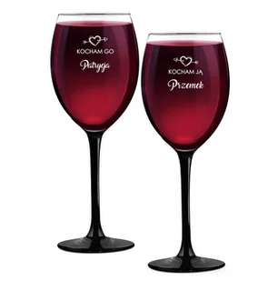 Murrano Kieliszki szklane x2 z czarną nóżką onyx z grawerunkiem dla pary 2xSKI-ONYX-012 - Gadżety dla niej i dla niego - miniaturka - grafika 5