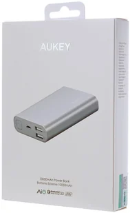 Aukey PB-AT10 Grey ultraszybki aluminiowy Power Bank | 10050 mAh | 3xUSB | 5.4A | Quick Charge 3.0 | kabel micro USB - Ładowarki do telefonów - miniaturka - grafika 6