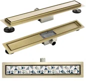 Odpływy liniowe - Rea Odpływ liniowy 80cm szampańskie złoto PURE NEO Rea REA-G7002 - miniaturka - grafika 1