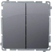 Klawisze i ramki - Simon Przycisk podwójny Basic BMP2.01/43 zwierny dwuobwodowy srebrny - miniaturka - grafika 1