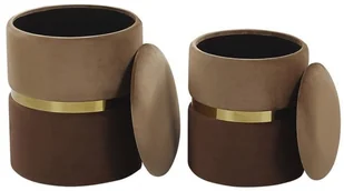 Beliani Beliani Zestaw 2 pufów z pojemnikiem brązowy WICHITA - Pufy i podnóżki - miniaturka - grafika 3